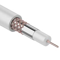 Кабель коаксиальный RG-59U+Cu, 75 Ом, Cu/Al/Cu, 64%, 100 м, INDOOR, белый, REXANT