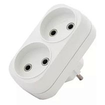 Разветвитель 2 гнезда без заземления плоский белый 6А 250В UNIVERSAL