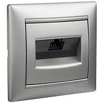 VALENA Розетка компьютерная RJ45 категория 6 UTP с захватами алюминий VALENA Розетка компьютерная RJ45 категория 6 UTP с захватами алюминий