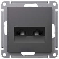 AtlasDesign Базальт Розетка двойная компьютерная RJ45+RJ45, кат.5Е, механизм Systeme Electric (Schneider Electric) AtlasDesign Базальт Розетка двойная компьютерная RJ45+RJ45, кат.5Е, механизм Systeme Electric (Schneider Electric)