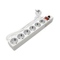 Фильтр сетевой ПВС 3*0,75 6 гнезд, выключатель с индикацией, с заземлением, защитные шторки, белый 3м UNIVERSAL