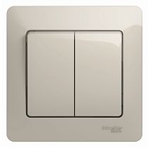 Glossa Молочный Выключатель 2 клавишный , сх.5, 10AX (в сборе с рамкой) Systeme Electric (Schneider Electric)