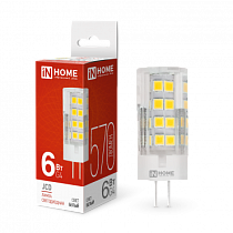 Лампа светодиодная LED-JCD 6Вт 230В G4 4000К 570Лм IN HOME Лампа светодиодная LED-JCD 6Вт 230В G4 4000К 570Лм IN HOME