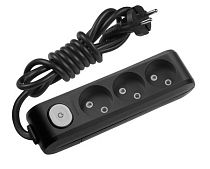 Удлинитель 3 гнезда х 2 метра без заземления с выключателем черный X-TENDIA Panasonic WLTA02322BL