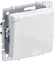 BRITE Розетка 1-местная с заземлением с защитными шторками и крышкой 16А IP20 РСбш10-3-БрБ белый  IEK