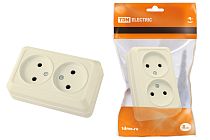 Розетка двойная 2П открытой установки IP20 10А, сл. кость "Ладога"  TDM