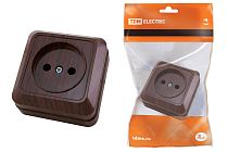 Розетка 2П открытой установки IP20 10А, бук"Ладога"  TDM