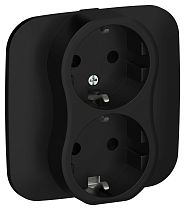 FLITE Розетка 2-местная с заземлением без защитных шторок безвинтовое крепление 16А РС12-1-А-ФлЧ черный IEK