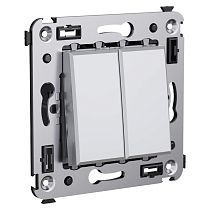 Переключатель двухклавишный в стену, "Avanti", "Закаленная сталь" DKC Переключатель двухклавишный в стену, "Avanti", "Закаленная сталь" DKC