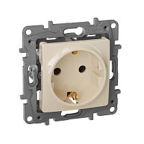 ETIKA Розетка 1-местная с заземлением без защитных шторок 16А слоновая кость