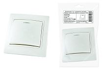 Выключатель 1 кл. с подсветкой 10А белый "Таймыр" (пром. упак., бакелит. основание)  TDM