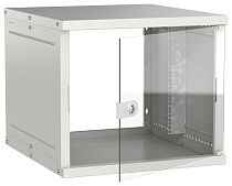 Шкаф настенный 19" 9U 600х650мм стеклянная дверь серый GENERICA