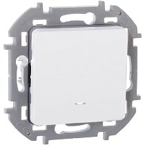 INSPIRIA Выключатель 1-клавишный с подсветкой/индикацией 10А безвинтовое крепление белый