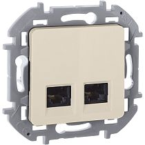 INSPIRIA Розетка компьютерная двойная RJ45 категория 5Е UTP слоновая кость INSPIRIA Розетка компьютерная двойная RJ45 категория 5Е UTP слоновая кость