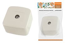 Розетка TВ простая (0-2400 Гц,  "мама") открытой установки, IP20 сл. кость "Дача" Народная TDM