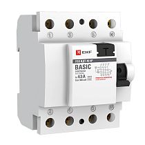 Устройство защитного отключения УЗО ВДT-40 4P 63А/300мА (электронное) EKF Basic Устройство защитного отключения УЗО ВДT-40 4P 63А/300мА (электронное) EKF Basic