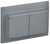 SKANDY Розетка 2-местная и крышкой 16А в сборе IP44 SK-R12Gr серый IEK