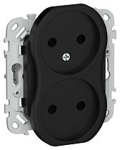 FLITE Розетка 2-местная без заземления без защитных шторок безвинтовое крепление 10А РС02-1-ФлЧ черный IEK