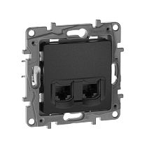 ETIKA Розетка компьютерная двойная RJ45 категория 5Е UTP антрацит