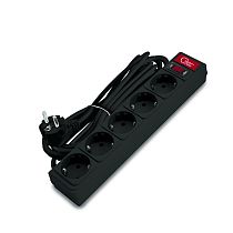 Сетевой фильтр Союз  ПВС 3*0,75 5гн., выключатель с индикацией, с/з, з/ш, черный 3м