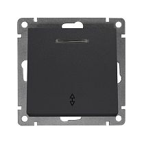 Выключатель одноклавишный проходной с подсветкой UNIVERSAL серия "Афина", скрытой установки, 10А, 220В, графит (еврослот)
