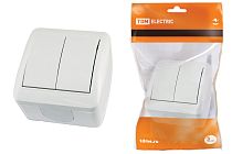 Выключатель 2-кл. открытой установки IP44 10А белый "Селигер"  TDM