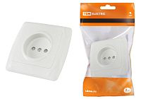 Розетка 2П 10А 250В с защ. шт. белая "Онега"  TDM