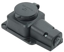 Розетка (колодка) с защитной крышкой 16А IP44 черная GENERICA IEK