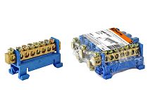 Шина "N" нулевая с изолятором на DIN-рейку 6x9мм стойка мал. 8 групп  TDM