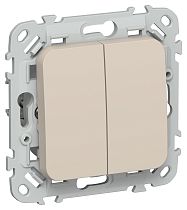 FLITE Выключатель 2-клавишный проходной 10А ВС62-1-0-ФлЛ льняной IEK
