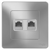 Blanca скрытая установка Алюминий Розетка 2-ая компьютерная RJ45 Systeme Electric (Schneider Electric)
