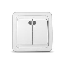 Выключатель двухклавишный с подсветкой Валери, скрытой установки, 10А, 220В, белый UNIVERSAL