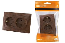 Розетка двойная 2П+З 16А 250В "ЭКО" (бук) "Таймыр"  TDM