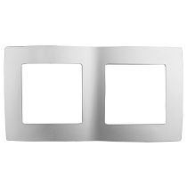 Рамка ЭРА 12 12-5002-03 для выключателей и розеток пластик алюминий двойная