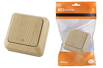 Переключатель на 2 направления 1-кл. открытой установки IP20 10А, сосна "Ладога"  TDM