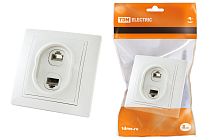 Розетка телефонная RJ11 + компьютерная RJ45 белая "Таймыр"  TDM