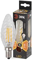 Лампа светодиодная ЭРА F-LED BTW-5W-827-E14 филамент свеча витая матовая теплый белый свет