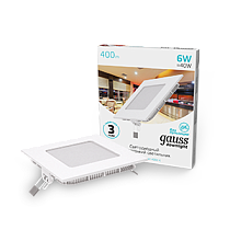 Встраиваемый светильник Gauss ультратонкий квадратный IP20 6Вт, 120х120х22мм, d105х105мм, 4000K 400lm