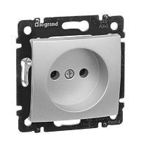 VALENA Розетка 1-местная без заземления без защитных шторок 16А алюминий