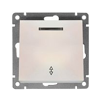 Выключатель одноклавишный проходной с подсветкой UNIVERSAL серия "Афина", скрытой установки, 10А, 220В, жемчуг (еврослот)