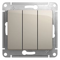 Glossa Молочный Выключатель 3 клавишный , сх.3, 10AX Systeme Electric (Schneider Electric) Glossa Молочный Выключатель 3 клавишный , сх.3, 10AX Systeme Electric (Schneider Electric)
