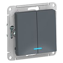 AtlasDesign Грифель Выключатель 2-клавишный с подсветкой сх.5а, 10АХ Systeme Electric (Schneider Electric)