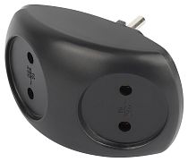 Разветвитель электрический ЭРА SPx-2-B на 2 розетки без заземления 10А черный