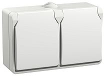 FORS Розетка 2-местная с заземлением для открытой установки 16А IP54 РСб22-3-ФБ белый IEK