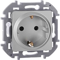 INSPIRIA Розетка 1-местная с заземлением с защитными шторками 16А алюминий