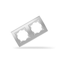 Рамка двухместная горизонтальная Бриллиант серебро UNIVERSAL