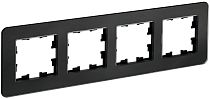 Рамка BRITE четырехместная РУ-4-2-Бр стекло черный RE  IEK