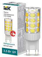Лампа светодиодная CORN капсула 3,5Вт 230В 4000К керамика G9 IEK Лампа светодиодная CORN капсула 3,5Вт 230В 4000К керамика G9 IEK