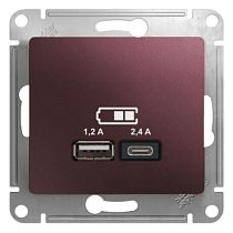 Glossa Баклажановый USB Розетка A+С, 5В/2,4А, 2х5В/1,2 А Systeme Electric (Schneider Electric) Glossa Баклажановый USB Розетка A+С, 5В/2,4А, 2х5В/1,2 А Systeme Electric (Schneider Electric)