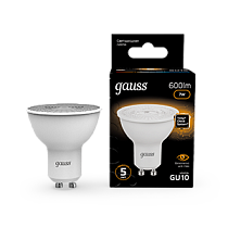 Лампа светодиодная Gauss MR16 GU10 7Вт 600lm 3000K